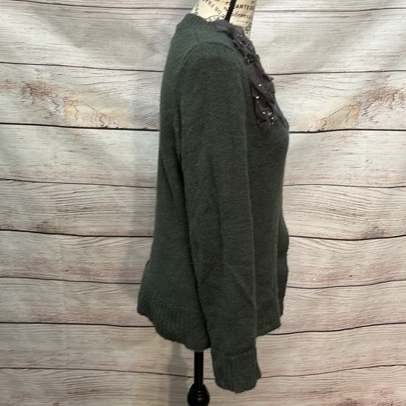 Soft Surroundings Cardigan Sweater Alpaca Blend Beaded Detail Green Size Small - Picture 5 of 9